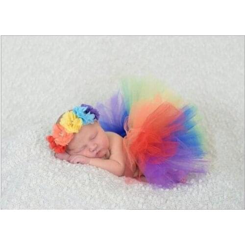 Colorful Baby Girls Tutu Skirts Infant Handmade Ballet Tutus Pettiskirt with Pink Ribbon Bow Newborn Birthday Party Skirts