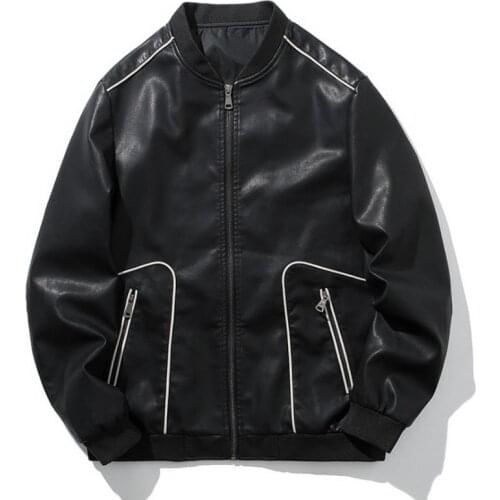 New Autumn Bomber Leather Jacket Men Slim Fit Black Pilot Jacket Casual Motorcycle Leather Jackets Male Overcoat Casaco Masculin