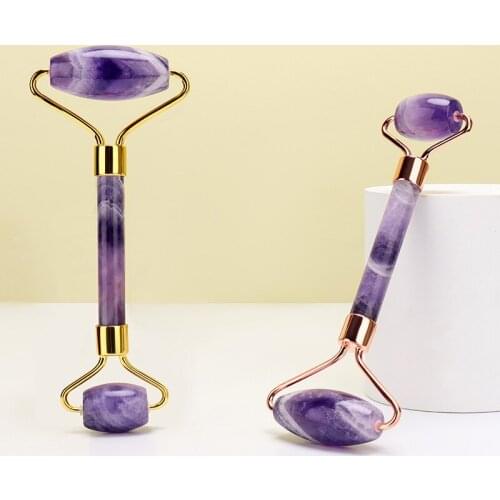 Natural Amethyst Crystal Head Massager For Face Stick Anti Cellulite Massage Facial Wrinkles