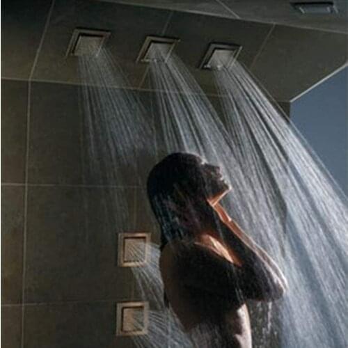 Concealed Installation Body Jet Shower Spa Brass Square Massage Jets Body Spray Showerhead Brass Wall Jet (Matte Black - 4pcs)