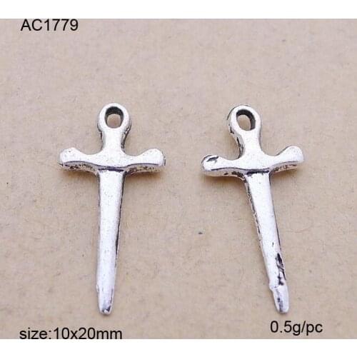 New Arrival 100 Pieces/Lot Antique Silver Alloy Crosses Charm For Diy Pendants Jewelry Making 10x20mm