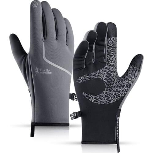 Winter Man Outdoor Sports Cycling Add Cashmere Touch Screen Gloves Waterproof Keep Warm Reflective Stripe Mens Non-slip Gloves