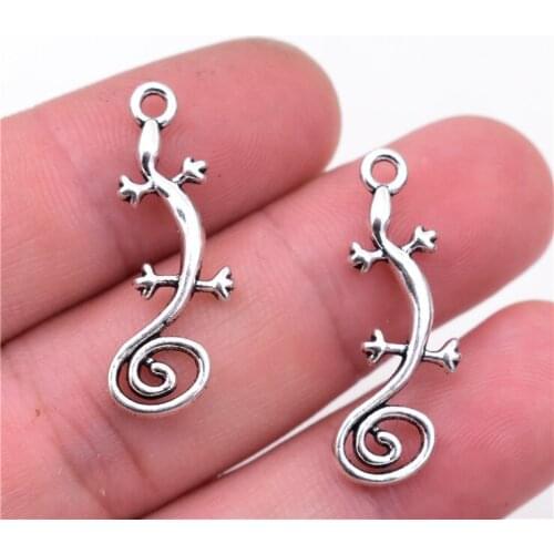 20pcs 29x12mm Antique Silver Plated Gecko Charms Pendant Handmade Jewelry Accessories For DIY Bracelet Necklace