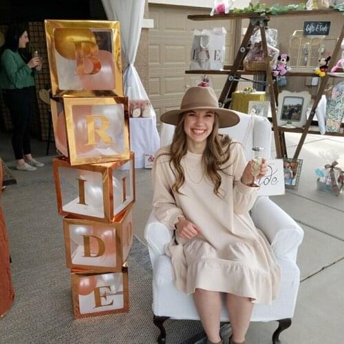 Rose Gold 30x30cm Transparent Baby Box Letter A-Z Box Girl Name 1st Birthday Party Decorations Wedding Bride Ballon Baby Shower