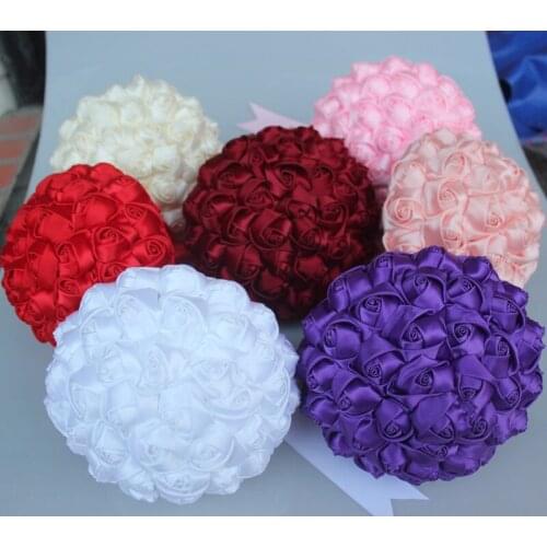 Hand Made Silk Ribbon Bridal Bouquets Wedding Decoration Quinceanera Bouquet Wedding Celebrity Accessories 37Colors W223