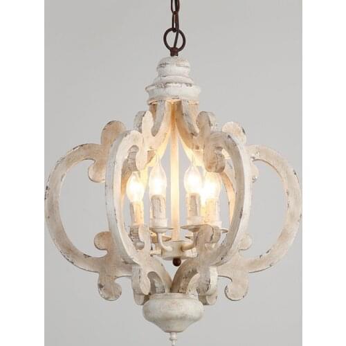 American country wood art retro white bedroom princess room restaurant clothing store decoration candle Pendant Lights ZM1205