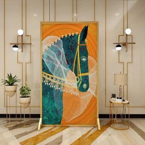 Light luxury metal room dividers screens partition living room bedroom cover the entrance decoration office horse seat screen