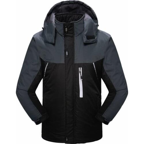 Large Size Fleece-lined Warm Cotton-padded Jacket Mens Winter Outdoor Thickened Waterproof Coat