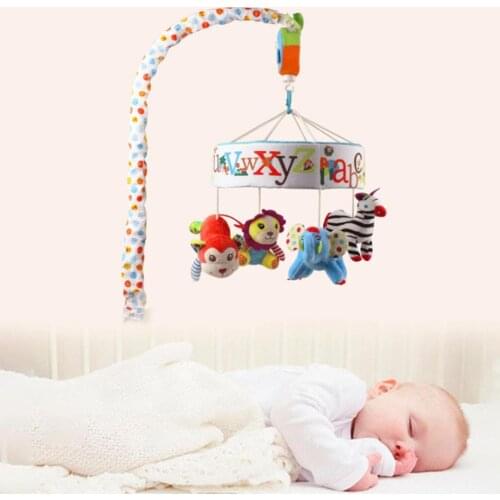 Newborn Cloth Bed Bell Comforting Toy Cartoon Animal Baby Bed Mobile Rotating Rattle Baby Bed Decorative Toy
