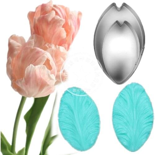Tulips Veiner Fondant flower petal Cake decorating tools Fondant cake decoration Stainless steel Cookie cutter cupcake mold