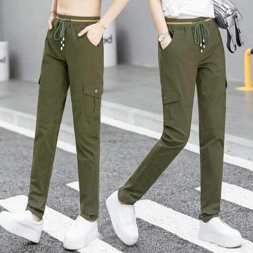Outdoor Camouflage Army Tactical Trousers Women Fashion Casual Travel Drawstring Nine Pants Climbing Trekking Hiking Sport Pants