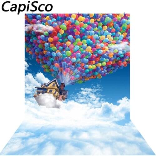 Capisco vinyl photography background magic balloons house sky cloud sunshine fairy backdrop photocall photo studio customize