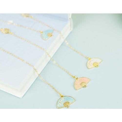 3 color Metal fan Design Bookmark Chinese Style Vintage Creative Leaf Fringed Apricot Leaf Bookmark Gifts