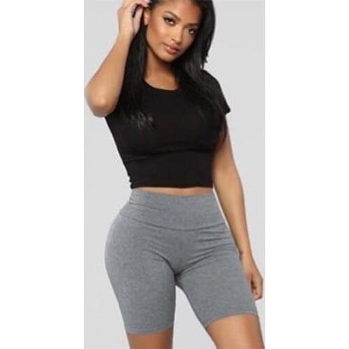 2021 new womens high-quality celebrity stretch rayon fashion tight-fitting hips solid color Kardashian sports shorts