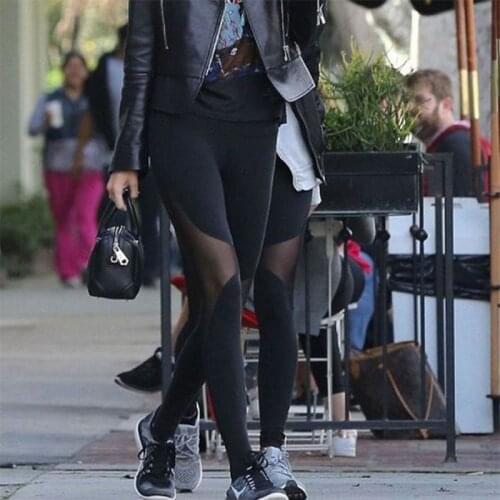 Fashion Mesh Splicing Sport Leggings Women High Waist Yoga Tights Fitness Workout Yoga Pants For Women Scrunch Training Leggings