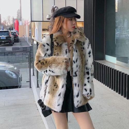 Mink Coat Faux Fur Jacket Women Winter High Quality Leopard Print Warm Overcoat Artificial Fur Coat Plush Jacket Femme Veste