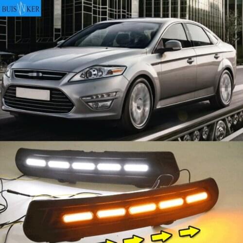 1Pair For Ford Mondeo 2011-2013 Car-styling Front LED DRL Daytime Running Light Daylight Driving Fog Lamp Flashing light