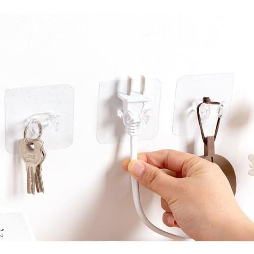 10pcs Adhesive Hooks Rack Wall Hanger Space Saver Flower Heavy Load Holder Transparent Strong Self Kitchen Bathroom Towel Hook