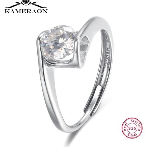 100% 925 Sterling Silver Hollow Heart Shape Moissanite Open Adjustable Rings Fine Jewelry Wedding Engagement Rings