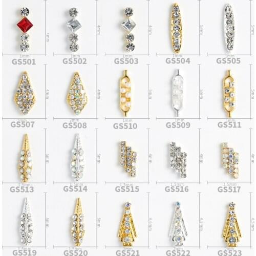 20pcs/lot New Hot Nail Jewelry Metal Strip Pearl Rhinestone Decorative Accessories Alloy Rhinestone DIY Nail Supplies
