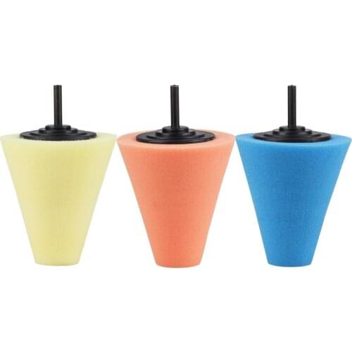 3 Pcs Hot Burnishing Foam Sponge Polishing Cone Shaped Buffing Pads For Car Wheel Hub Tool Car Cleaning