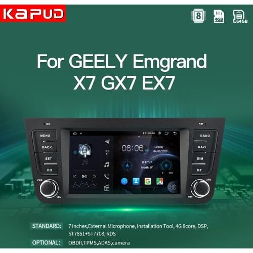 Kapud Android 10.0 Auto Radio 7" 4G GPS Car Multimedia Player Video Stereo For Geely Emgyand GX7 X7 EX7 8Core Navigation WIFI BT