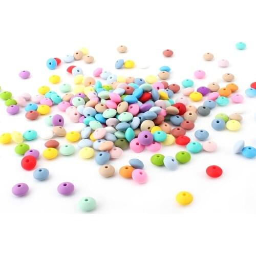 KEEP&GROW 20Pcs Silicone Beads Lentil Abacus Baby Teething Beads BPA Free For DIY Jewelry Making Accessories Food Grade Teether