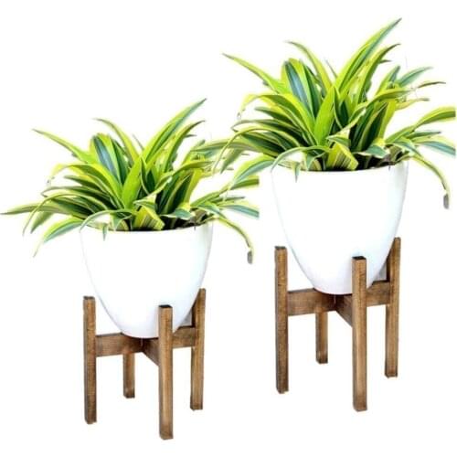 Walnut Color Double Wooden Flower Pot Planter Pillar