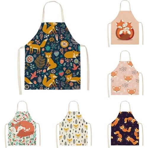 1Pcs European Style Aprons Waterproof Design Waterproof for Housework Kitchen Anti-fouling Cartoon Cotton Linen Apron