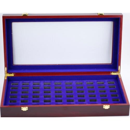 HOLDING 60 RINGS WOODEN CASE CHAMPIONSHIP RINGS CLEAR TOP DISPLAY BOX
