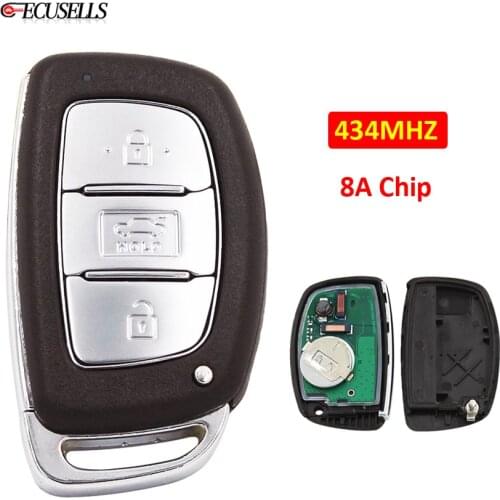 3 Button Smart Remote Car Key 434Mhz 8A Chip with Uncut Blade for Hyundai New Elantra 2017 2018 2019 F0000
