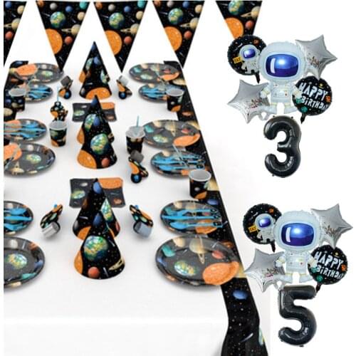 Outer Space Decor Astronauta Decoracion Birthday Party Cosmos Decoration Kids Cups Plates Napkin Space Party Kit