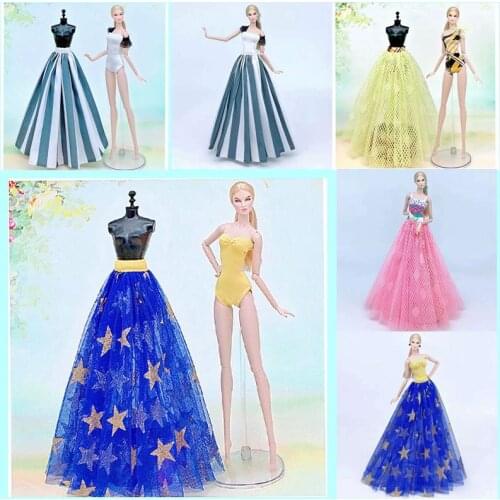 11.5" Doll Dress 2pcs/set Monokini Swimsuit Bikini & Skirt Princess Outfits for Barbie Clothes Swimwear 1/6 BJD Accessories Gift