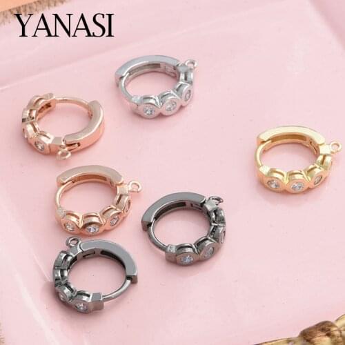 Copper Hoop Earrings Accessories for Jewelry Making DIY Zircon Flower Earrings Findings Handmade Jewellery