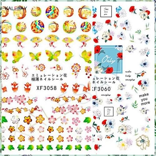 Fashion Nail Sticker Art Decals Back Glue Manicure Design Spring Flower and Butterfly 3D Sticker for Nails Decoration