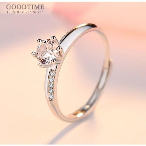 Noble 925 Sterling Silver Finger Rings For Women Engagement Wedding Statement Silver Jewelry Gift Rhinestone Ring For Party