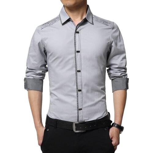 2019 Men Shirt Long Sleeve High Quality Mens Shirts Casual Slim Fit Men Dress Shirts Mens Formal Shirts for Men Clothes