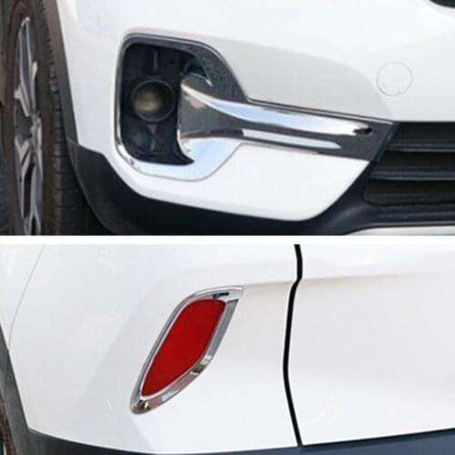 For Kia Seltos 2019 2020 2021 Front & Rear Fog Lights Frame Cover Trim Car Styling Accessories