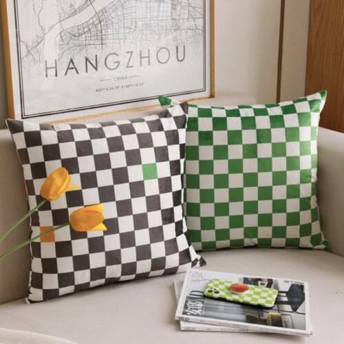 DUNXDECO Couch Cushion Cover Decorative Pillow Case Modern Nordic Artistic Classical Check Black Green Color Sofa Chair Coussin