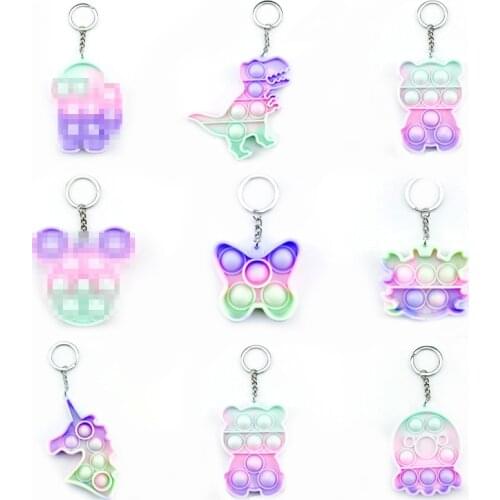 New Heart Shaped Bubble Push Keychain Anti Stress Sensory Disquiet Educational Autism Relaxing Toy Stress Relief Game Keyring