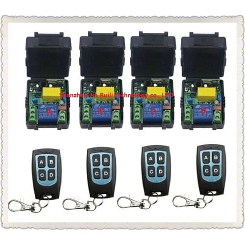 New AC220V 1CH Radio Controller RF Wireless Relay Remote Control Switch four waterproof Transmitter + 4 Receiver -- JRL220V-53