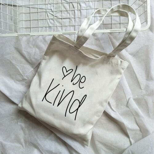 Harajuku Be Kind Korean Casual Canvas Bag Summer Ulzzang Book Bags Female Large Capacity Vintage Harajuku Shoulder Bag