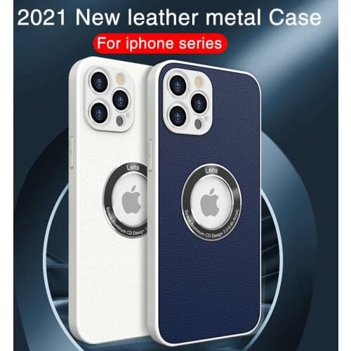 Luxury leather metal Silicone Case For Apple iPhone 11 12 Pro Max mini 7 8 6 6S Plus XR X XS MAX SE 2020 Shockproof Case Cover