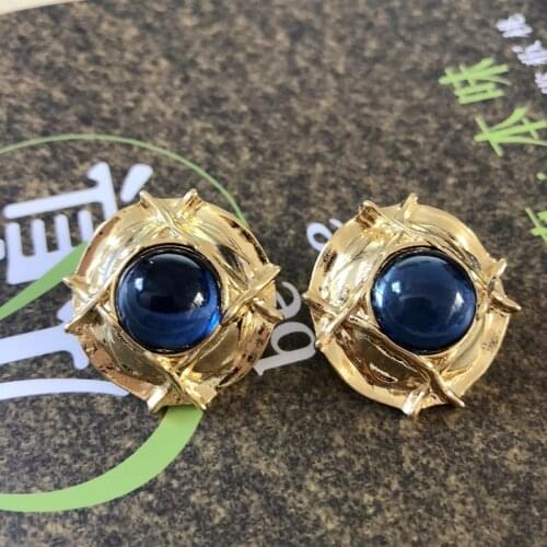 Square White Pearl Blue Fashion Earring Stud
