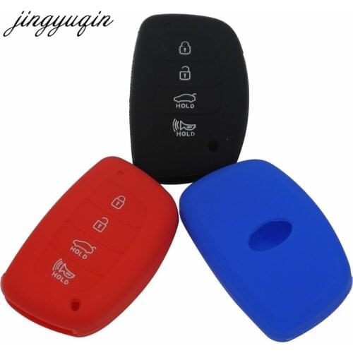 Jingyuqin 30X 4 Button Silicone key Cover Case for Hyundai i30 ix35 Solaris Tucson Accent Santa Fe Smart Remote Keyless fob