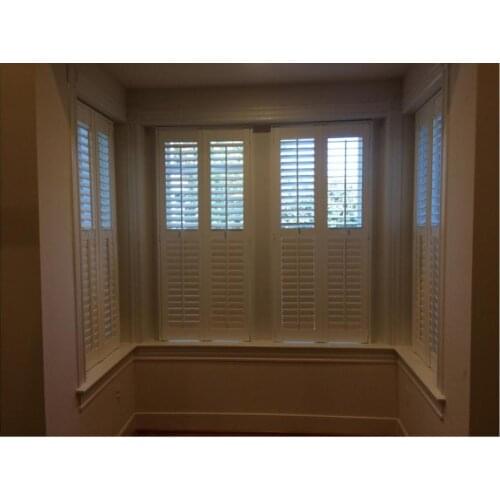 Customized Basswood Wood Shutters Bi-fold Plantation Sliding Shutters ws2007