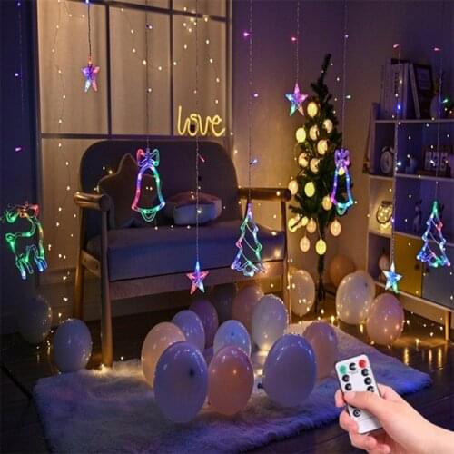 220V Christmas tree bells stars LED curtain lights Christmas fairy tale wreath outdoor LED flashing lights holiday decoration