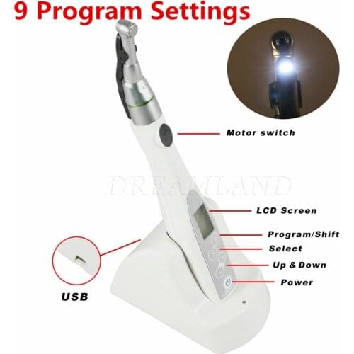 Led Dental Endodontics Treatment Cordless Reciprocating Endo Motor 9 Program Settings With 16:1 Contra Angle Head