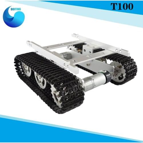 T100 Metal Robot Tank Car Chassis with Aluminum Alloy Chassis/Frame with Robotic Arm interface holes for Modification DIY