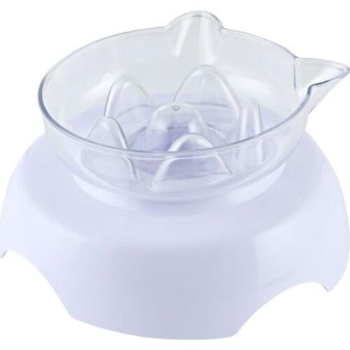 T84E Cat Dog Bowl Pet Food Water Bowl Raised Elevated 15 Degree Tilt Neck Guard Stand Slow Feeder